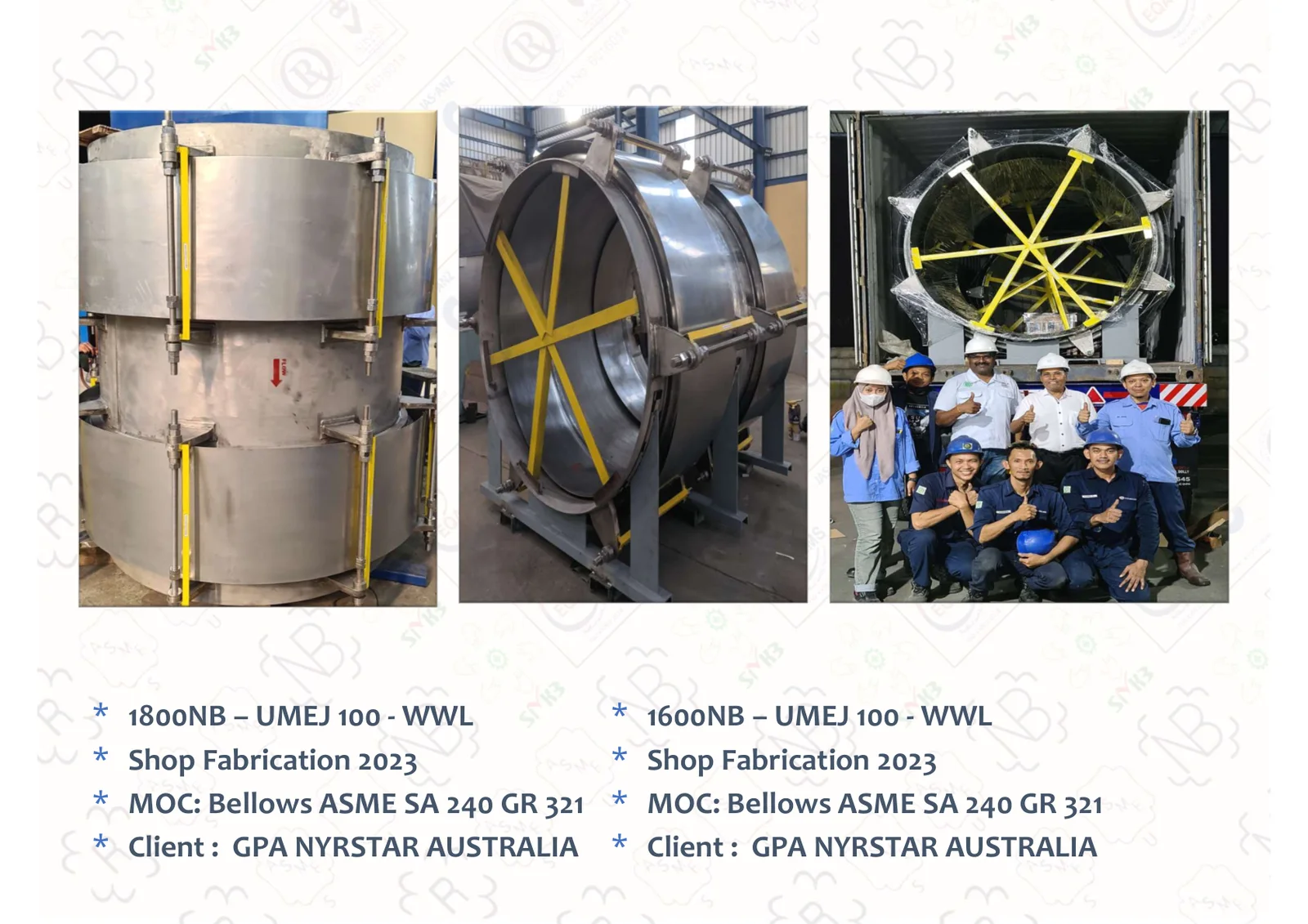 1,800NB & 1,600NB UMEJ — SA 240 Gr.321 — Nyrstar Australia